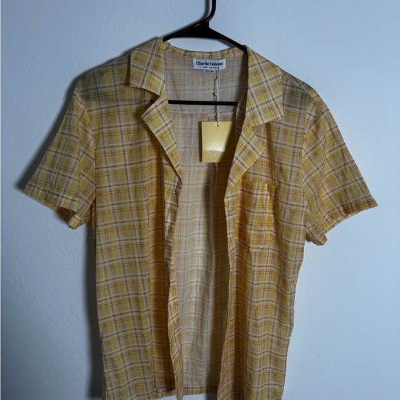 NWT Charlie Holiday Yellow Checkered top - Picture 3 of 5